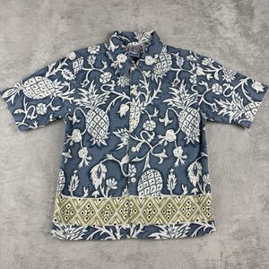 Vintage Y2K Utility Brand Button Up Shirt Boys XS Size 4/5 Blue Hawaiian Casual